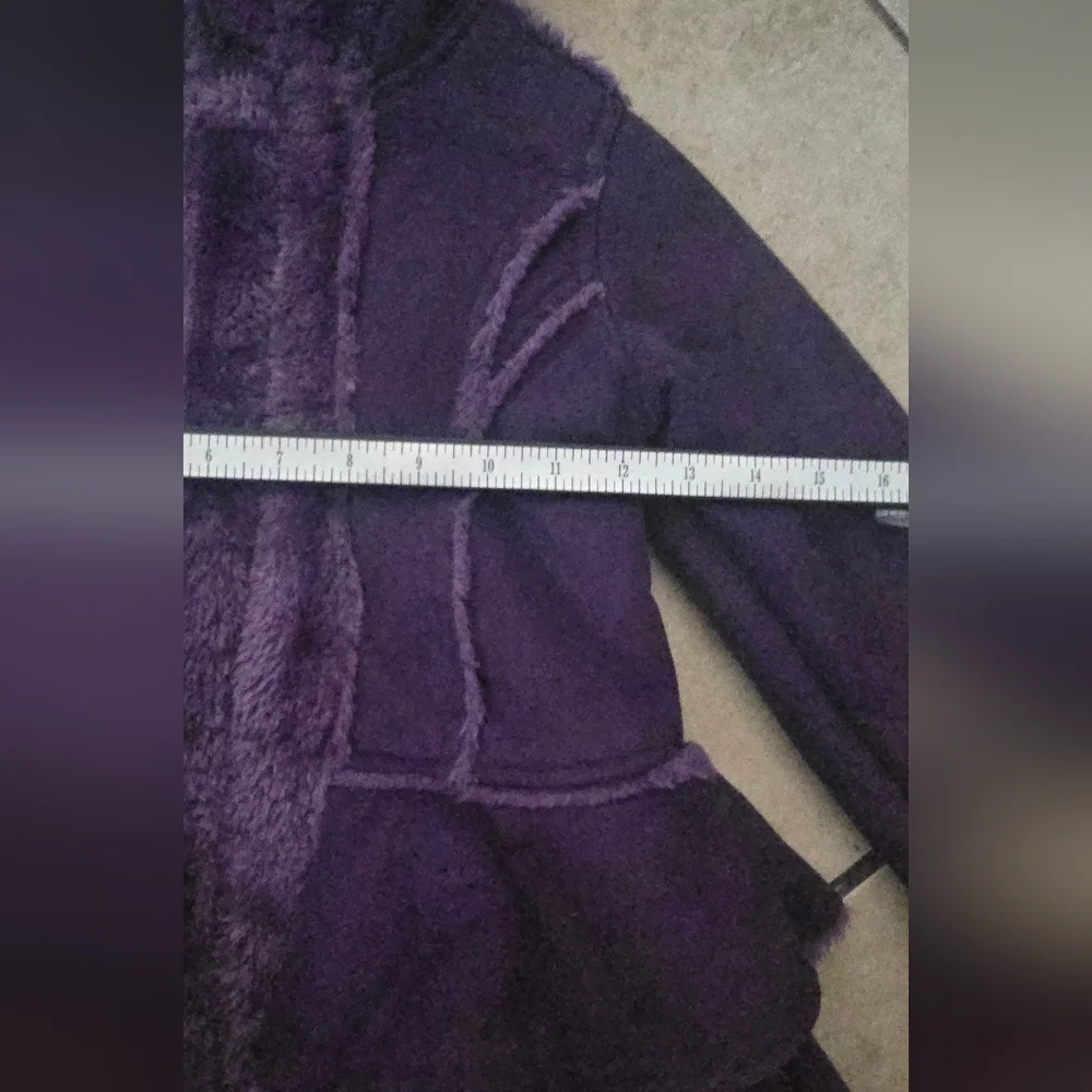 Hawke & Co Deep Purple Faux Fur Hooded Peplum Jacket